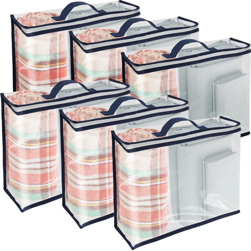 6 Packs Bed Sheet Storage Bags Quilt Clothes Blankets Packing Box Waterproof Dustproof Clear Zippered Pillow Bedding