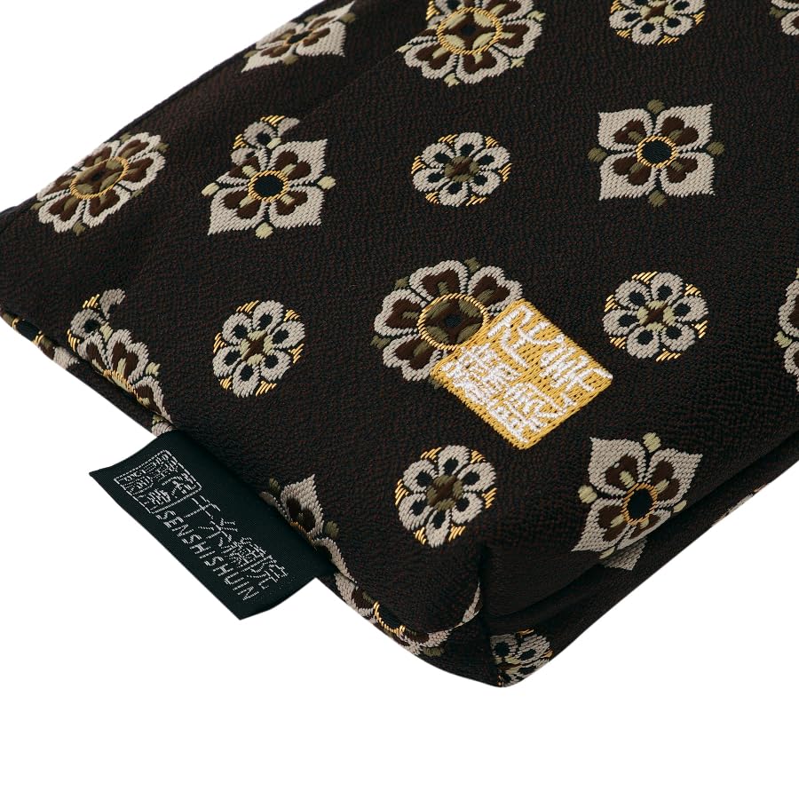 Senshishuin Nishijin Brocade Pouch (Lined) with Shokura Hanabishi Crest (Small)