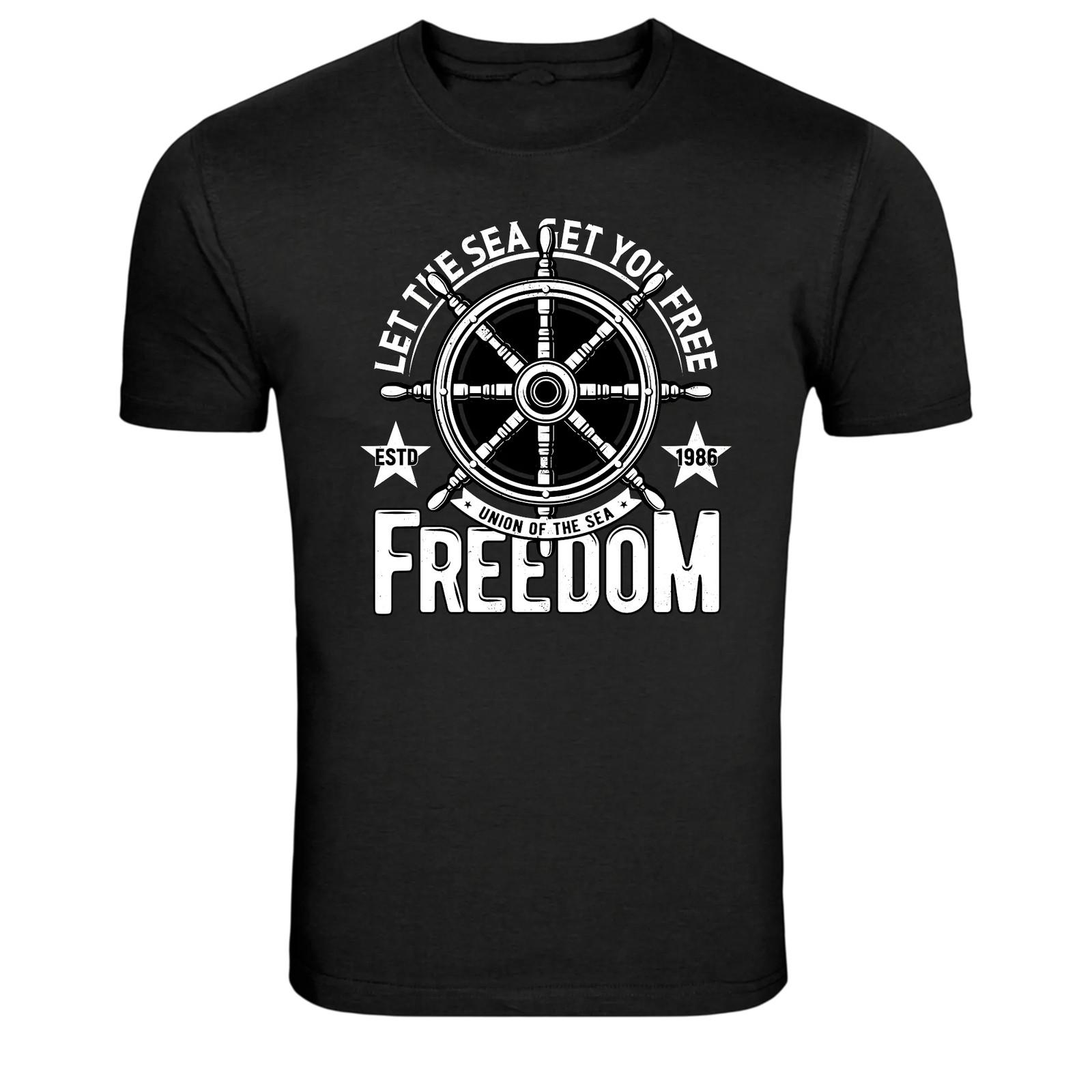 Let The Sea Set You Free Nautical Wheel Graphic T Shirt M