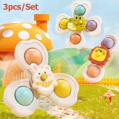 3 STÜCKE Saugnapf Drehspielzeug für Baby Hand-Auge-Koordination Pädagogisches Training, Bade- & Reisespielzeug, Geburtstags-Weihnachtsgeschenk