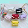 Stylish Childrens Pearl Handle Princess Bag Trendy Ruffled Mini Purse With Chain Strap