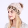 New Rolled Up Thickened Warm Knitted Cap  Winter Woolen Cap  Leopard Print Fashionable Pile Cap