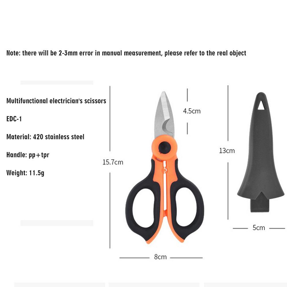 2/1 High Carbon Steel Scissors Household Shears Tools Electrician Scissors Stripping Wire Cut Tools for Fabrics Paper and Cable
