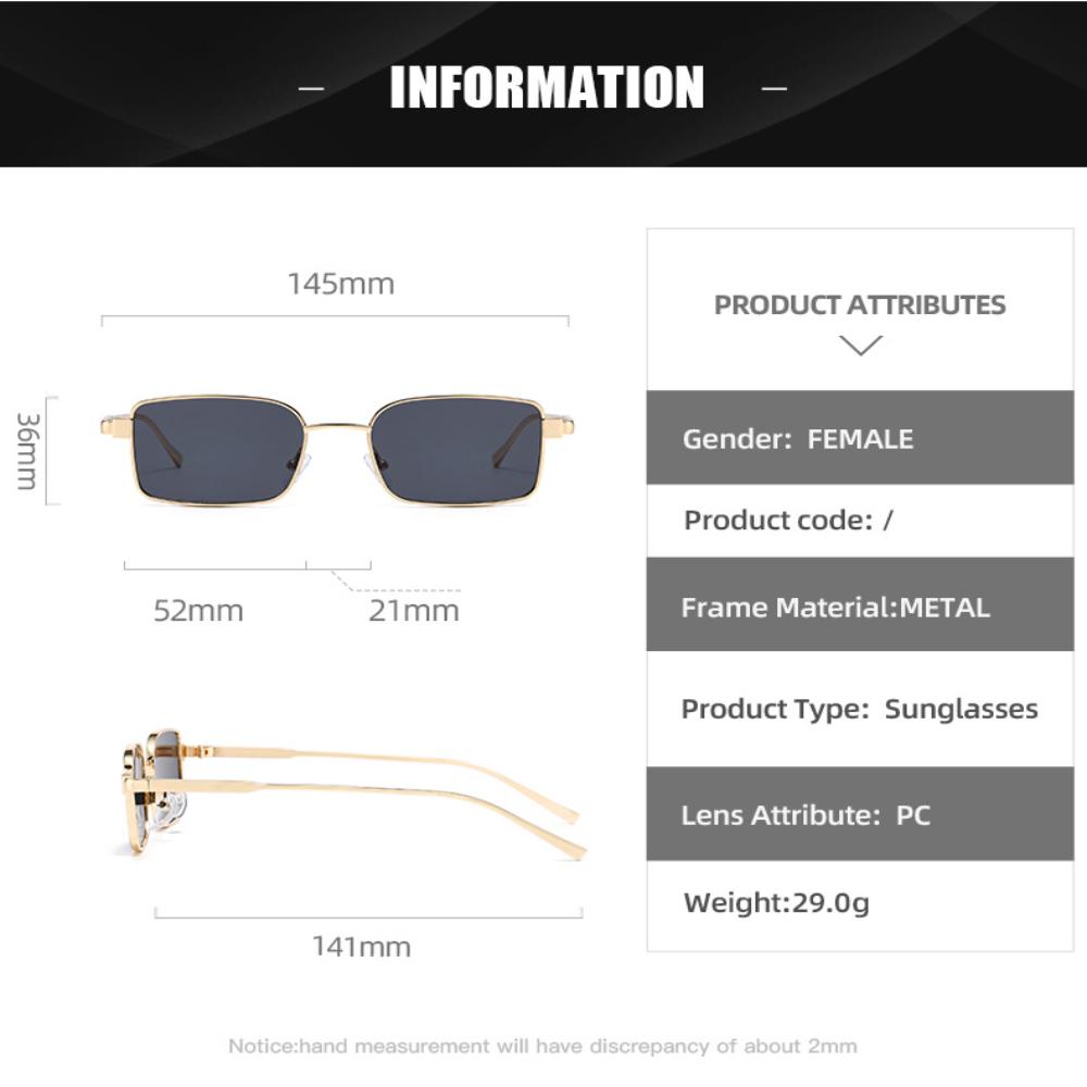 KLASSNUM Lightweight Square Metal Sunglasses UV400 Protection Gradient Lens Trendy Eyewear For Women Men Retro Style Sun Glasses