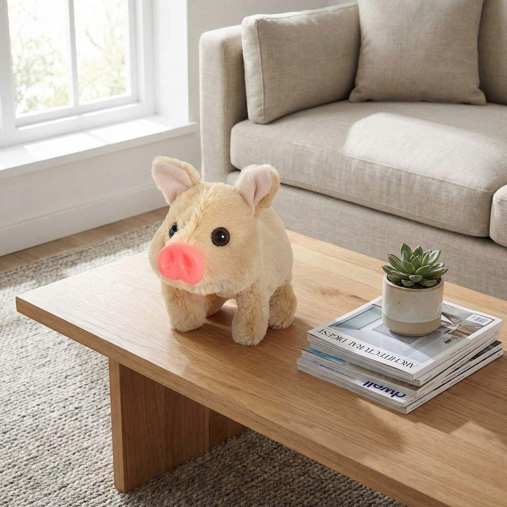 Can Walking Electric Pig Plush Toy with Wagging Tail Stuffed Animal Pig Doll  Interactive Play