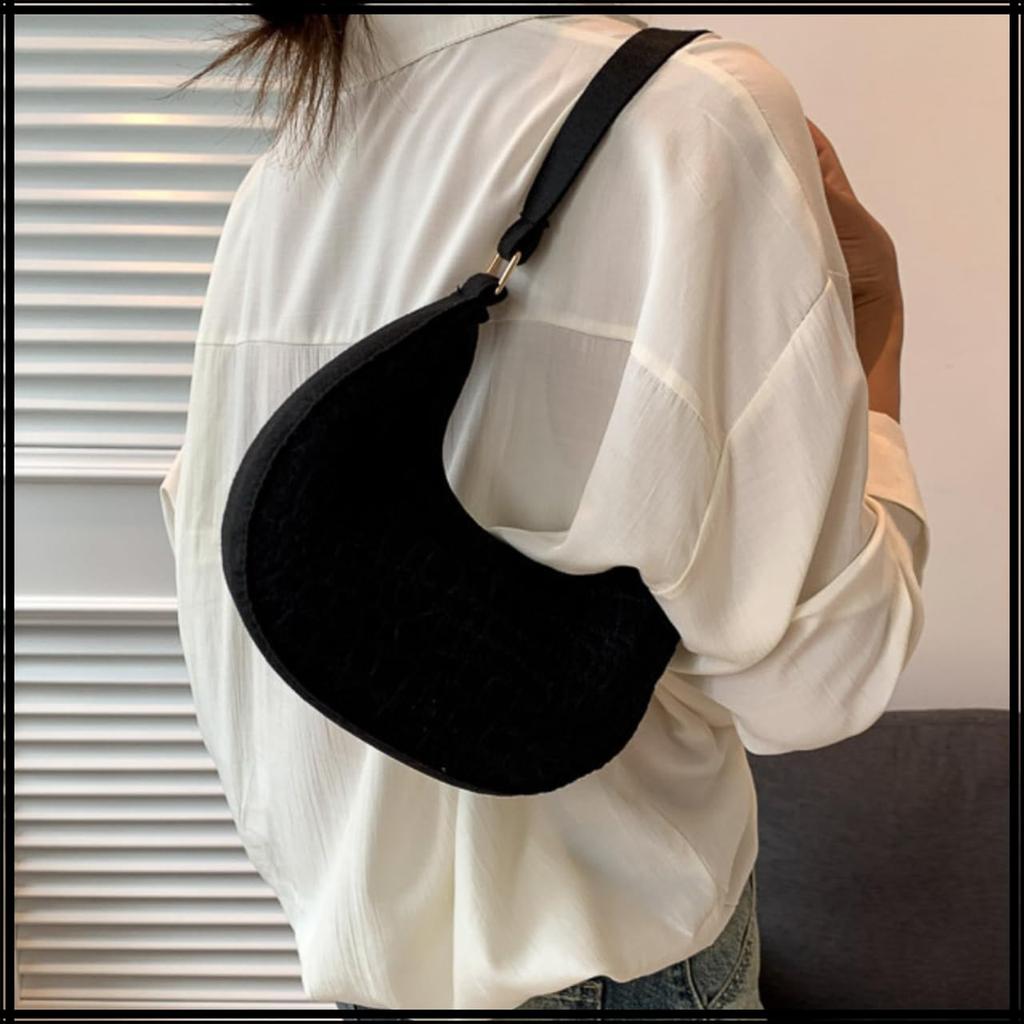 White Fang Lightweight Handbag, Compact, Solid Color, Shoulder Bag, Stylish for Everyday Use, Women's, BA036 (Black)