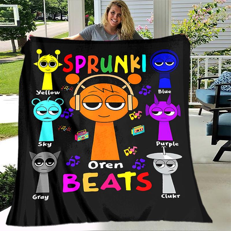 1pc Blanket Sprunki7 Print Design, Lightweight Blanket for Sofa, Bed- Soft &Warm, Gift for All Seasons like Christmas, Halloween