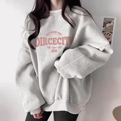 Sudadera para Mujer Algodón Oversize Forro Polar Engrosada Holgada Cuello Redondo Casual Pulóver Manga Larga Invierno Sudadera Superior