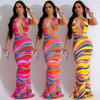 Women's Fashion Sleeveless V-Neck Backless Printed Maxi Dress