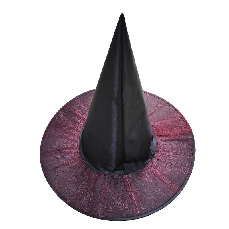 Cosplay Costume Witch Hat Mesh Wizard Hat for All Age Halloween Party Hat Role Play Witch Hat Cloche Hat Headwear