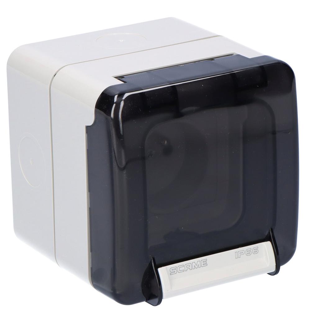Single surface-mounted socket 16A FRENCH M95, IP66, gray, PROTECTA