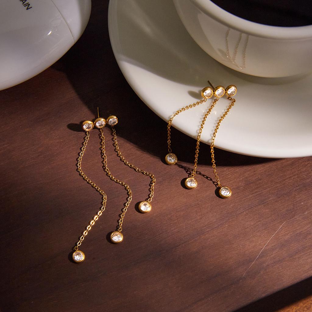 Youthway Elegant Chains Tassel Earrings For Women Minimalist 18K Gold Plated Stainless Steel Earrings Fashion Jewelry Gift