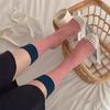 Women Retro Striped Socks Color-Block Fine Stripes Crew Socks Breathable Casual Cotton Socks for Sports Daily Errands Commuting