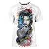 Japanese Geisha 3d Printed T-shirt For Men Harajuku Short Sleeves O-neck Tee Shirts Ethnic Style Street Casual Oversized Tees