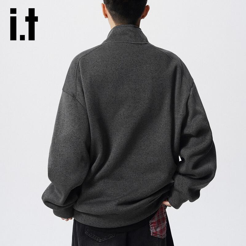 Izzue Men's American Retro Oversized Half-Zip Mock Neck Sweatshirt
