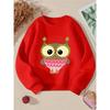 European Sizes Kids' Crewneck Sweatshirt - Cute Owl with Big Eyes And Pink Belly,Sportswear And Casual Wear, Soft And Comfortable, Children's Clothing