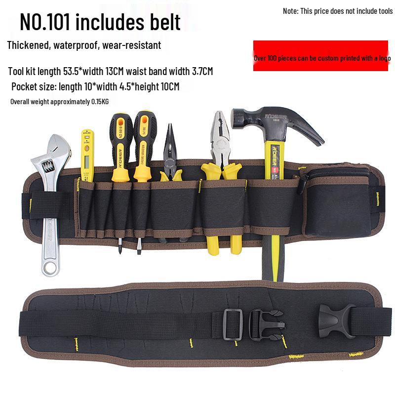 Thickened Canvas Multi-Tool Waist Bag with Large and Small Pockets for Electricians