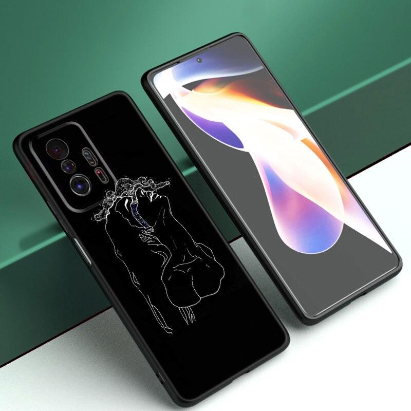 Abstract Art Line Phone Case For Xiaomi Mi 10T 11i 11T Note 10 11 Lite NE F1 POCO F3 M3 X3 GT NFC M4 X4 Pro 5G Soft Black Cover