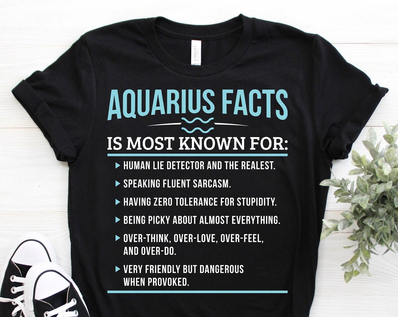 Aquarius Traits Facts Horoscope Zodiac Astrological Sign Funny T-Shirt, Born January 20 - February 18 Gifts, Birthday Christmas Present Tees 140