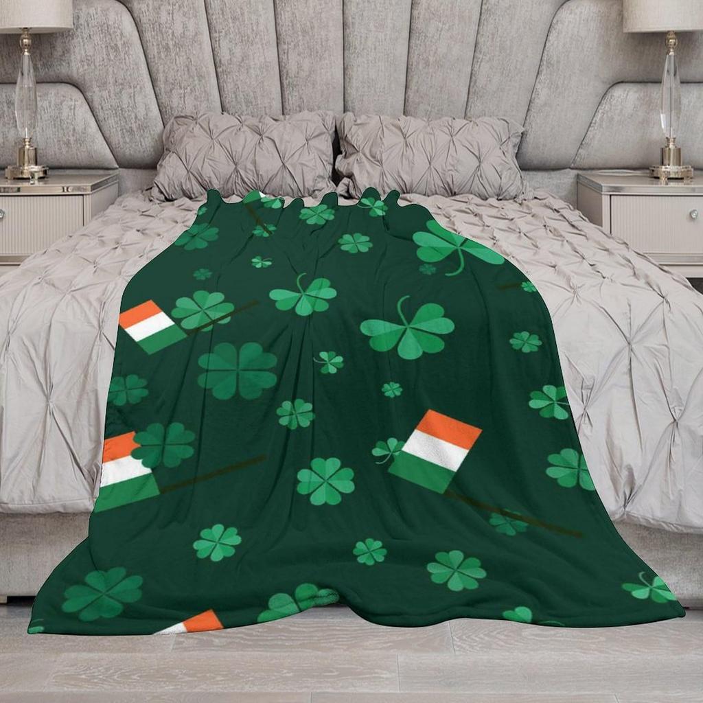 St. Patrick's Day Series digital-printed polyester Bedroom velvet flannel cover blanket Fleece soft sofa cover blankets for beds