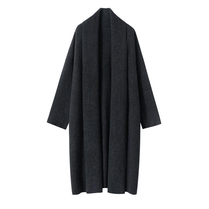 Women`s Mid-Length Cashmere Cardigan with Scarf
