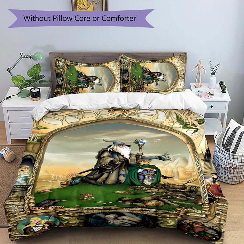 3pcs The Lord of the Rings pattern bedding set duvet cover set includes duvet cover &pillowcases, perfect all season bedroom decoration & gift
