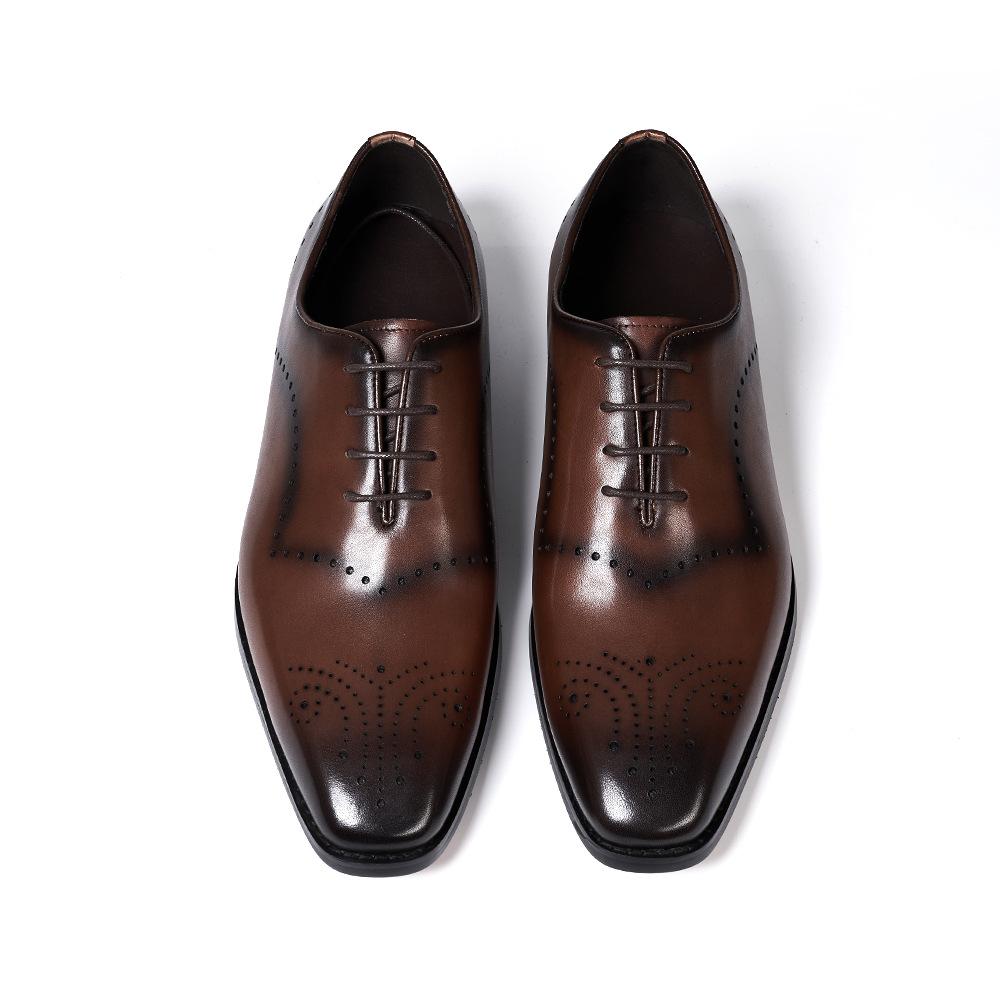 Men's Shoes 2023 New Fashion Business Casual Leather Shoes British Style Cowhide Brock Engraved Retro Oxford Shoes Men