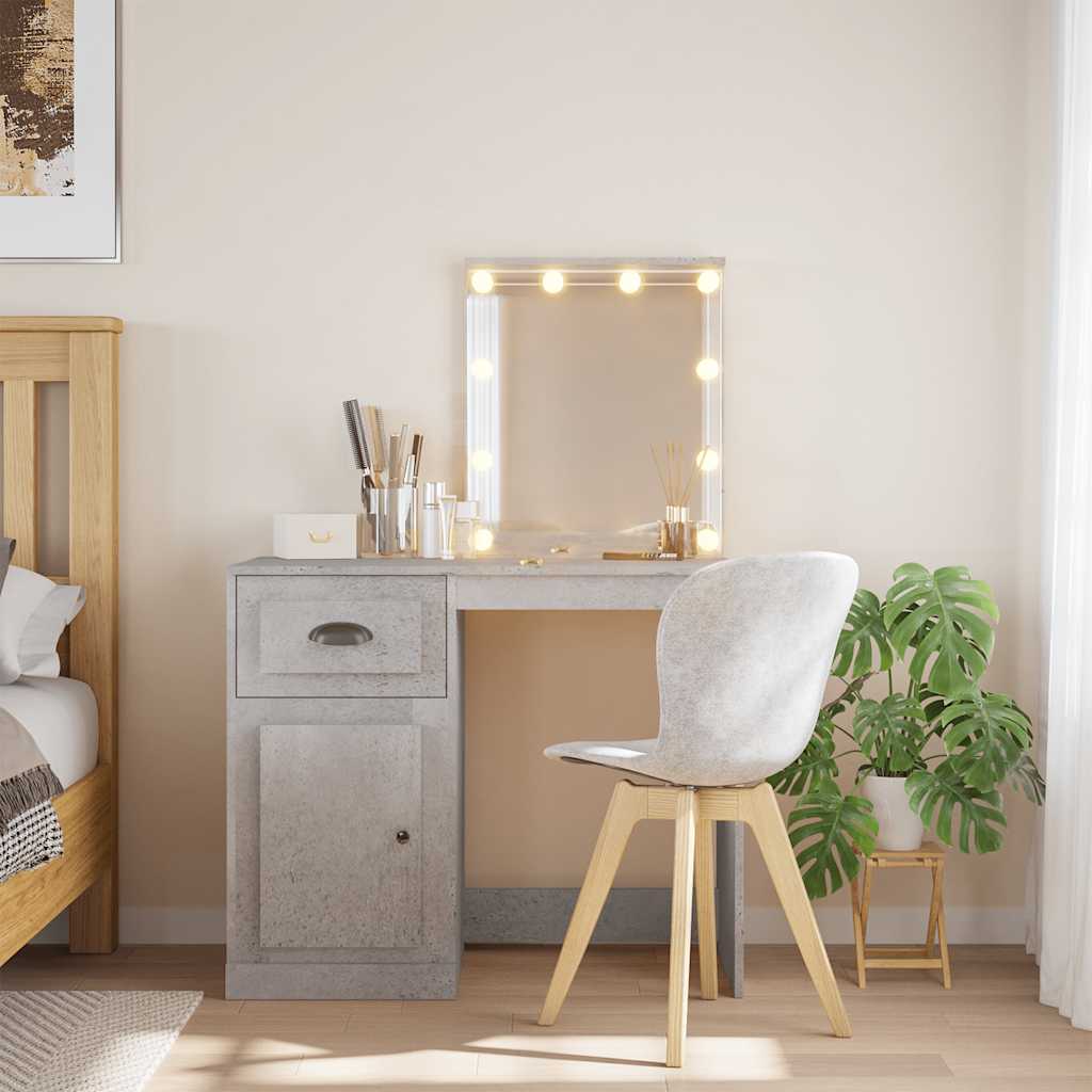 Makeup Table with LED Lights Concrete Grey 90 x 42 x 132.5 cm