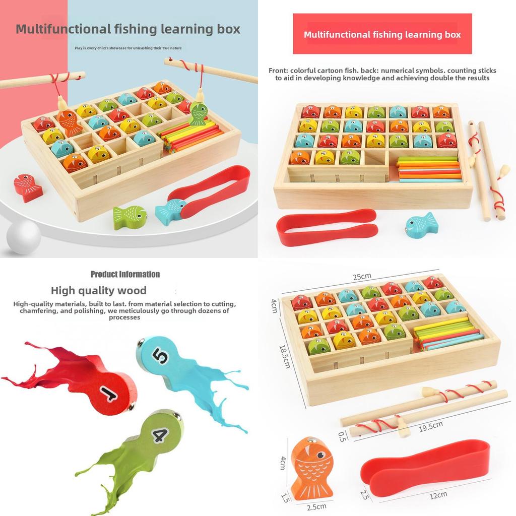 Educational Wooden Fishing Game For Children With Magnetic Fish Learning Puzzle For Kids