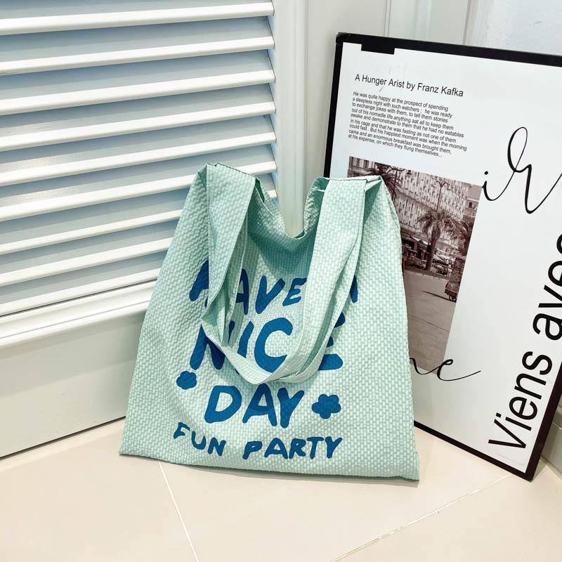 

Korean lazy style shoulder bag small fresh contrasting color letter printed bag versatile student bag double bag female синий