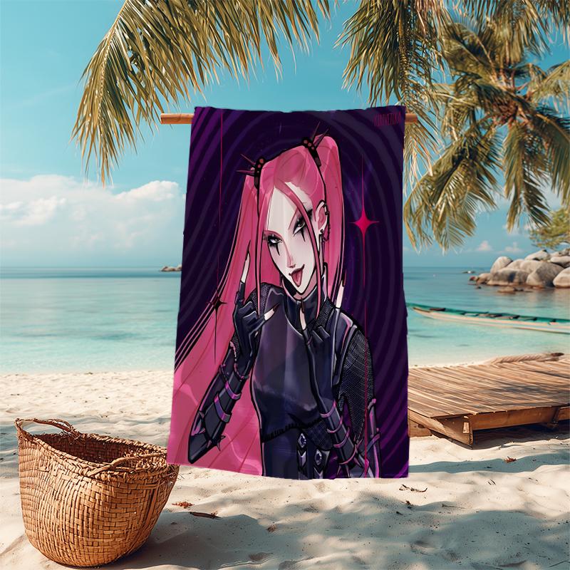 1Pc Purple Hair Rumi Artwork Beach Towel Microfiber Beach Towel Thin Absorbent For Beach Swimming Yoga Bath Sports 0917196