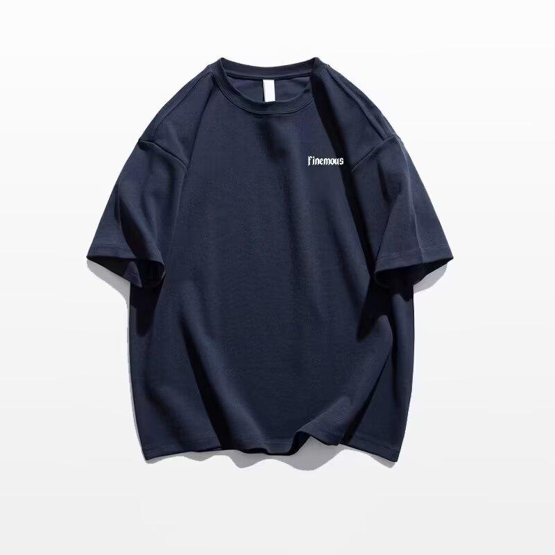 

Новая летняя футболка с короткими рукавами для мужчин, тренд в корейском стиле, простой топ с короткими рукавами, свободная повседневная брендовая футболка в гонконгском стиле 5XL
