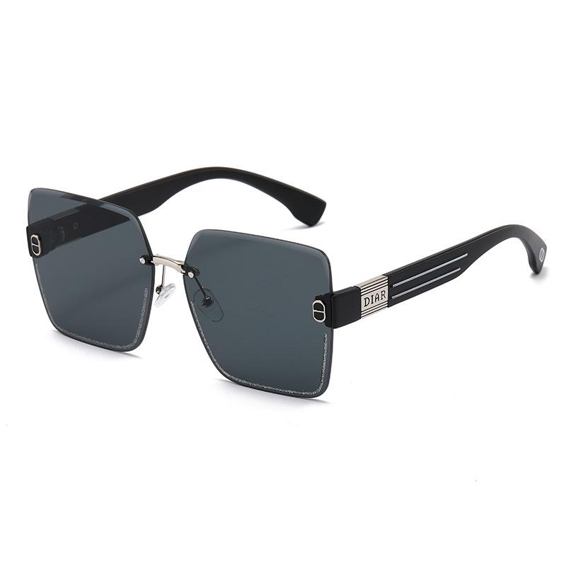 Large Square Rimless Sunglasses for Women - Trendy Anti-UV Celebrity Style