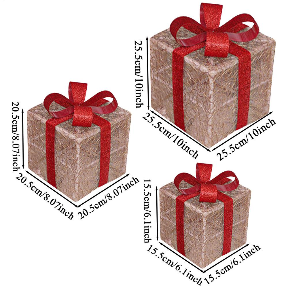 Christmas Light Up Boxes 3 Pieces Holiday Decor Christmas LED Light Decorations For Homeowners Event Planners Interior Designers
