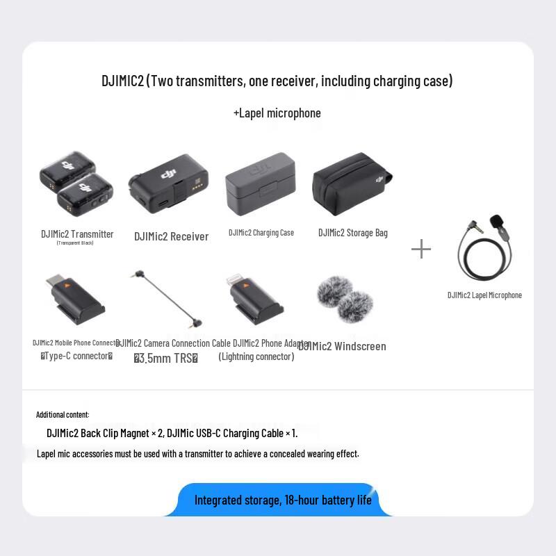 DJI Mic 2 Wireless Microphone System (2 TX + 1 RX) CN Plug (adapter Included)
