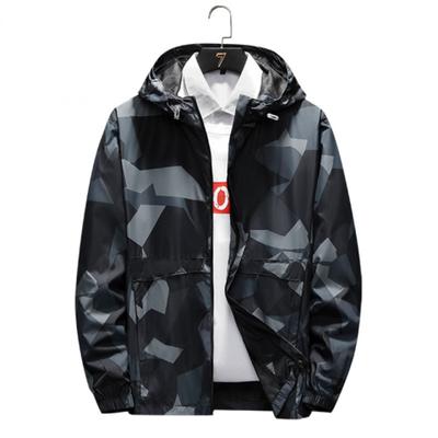 Casaco corta-vento camuflado com capuz para corrida ao ar livre, secagem rápida, primavera e outono, jaqueta casual leve masculina, jaqueta à prova de vento