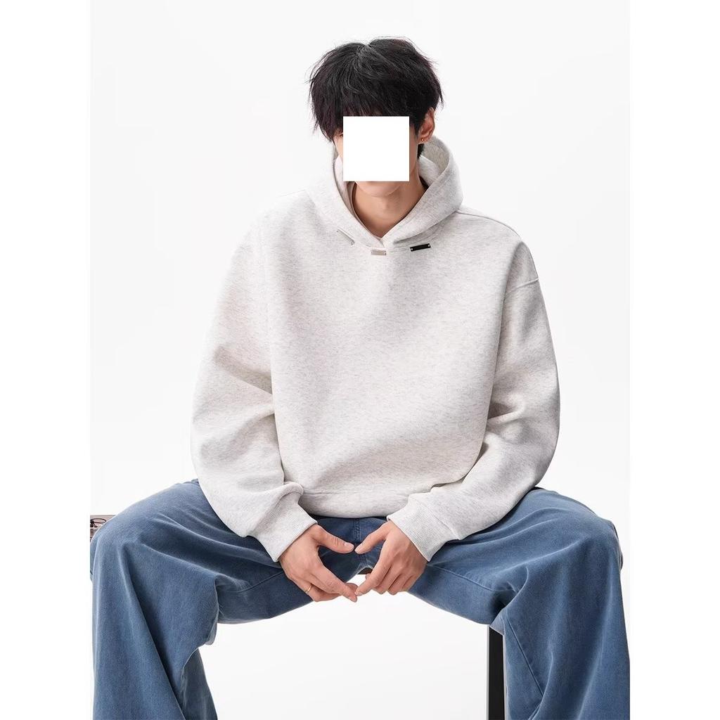 American Heavy Black Hooded Sweater Men's Tide Autumn and Winter New Loose Casual Fleece Thickened Hoodie Jacket