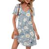Women's Casual And Fashionable V-neck Short Sleeve Printing Mid Length Dress