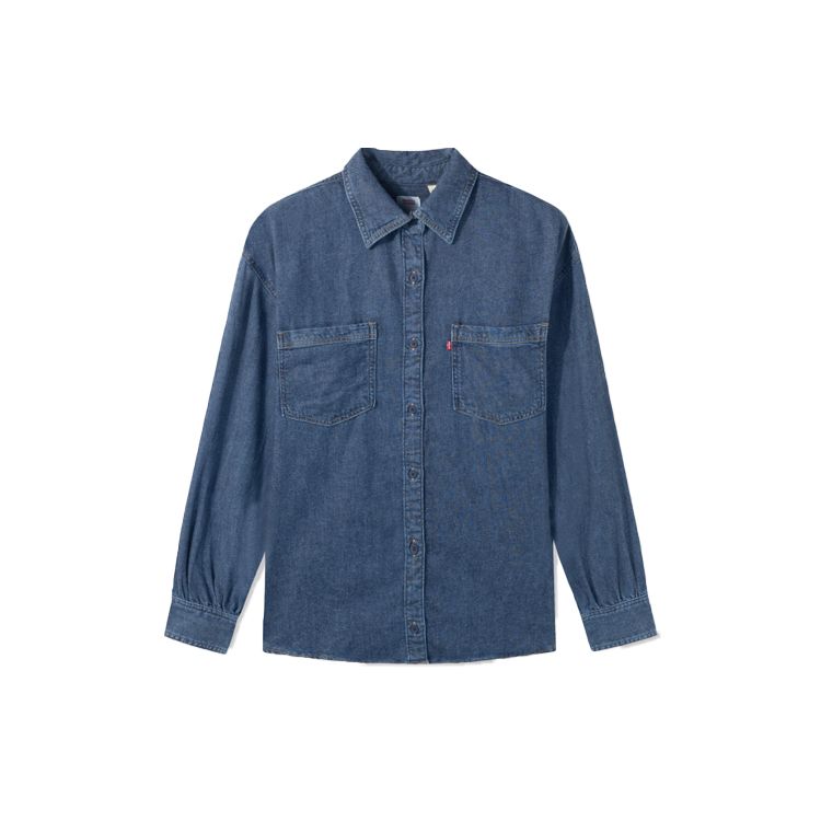 

Женская рубашка Levis однотонная на пуговицах с длинным рукавом синяя A0842-0002 S