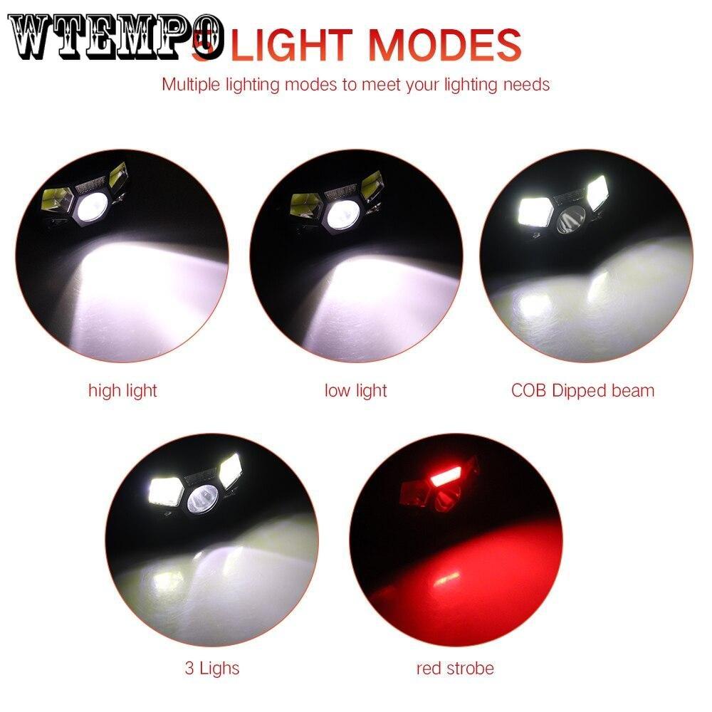Strong Light XPE+COB+red Light USB Charging Sensing Headlights Waterproof Night Fishing for Erbium Camping Lights