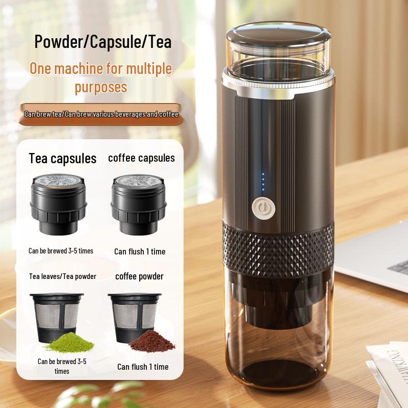Portable Wireless Electric Coffee Maker for Home, Car, and Outdoor Use - Compatible with KCUP Capsules