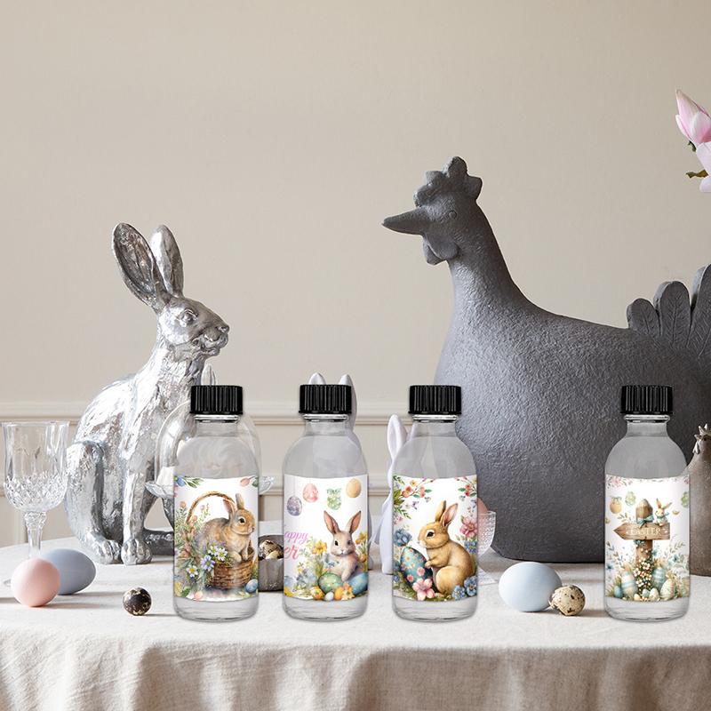 6PC Self-Adhesive Stickers Seasonal Decoration Easter Bunny Decals Easter Rectangle Shape For DIY Mugs Tea Cups