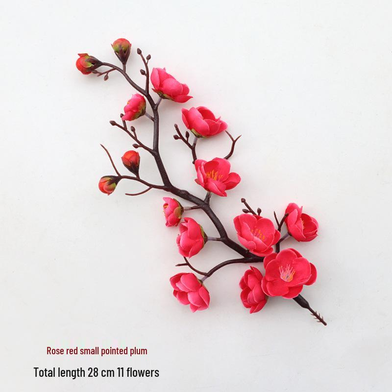 Artificial Plum Blossom Branch Decor - Winter Peach & Dried Flower Bouquet for Living Room, Chinese Home Decoration