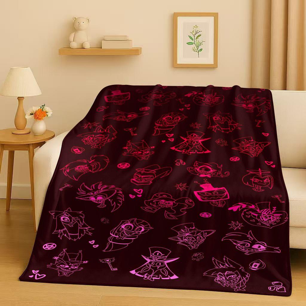 3D Cartoon H-Hazbin Hotel Angel Dust Alastor Flannel Blanket,Soft Warm Plush Throw for Home Bedroom Bed Sofa Cover Office Gift