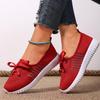 Fashion Breathable Hollow Out Slip On Mesh Sneakers Women 2025 Autumn Sweet Bowknot Red Sneakers Comfort Soft Sole Sports Shoes Women