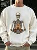Men's Crew Neck Sweatshirt Rib Cage Haunted House Pumpkin Black Cat Bat Graphic Print Halloween Loose Long Sleeve Top All Season Wear