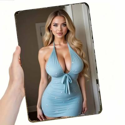 Vintage kovové nástěnné umění 8x12 palců Elegantní květinová výzdoba Voděodolné Nerezavějící Předvrtané Závěsné Domácí Kuchyňská Výzdoba