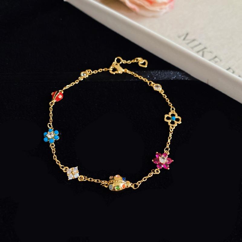 Summer color zircon ladybug bracelet necklace set design sense niche cartoon cute sweet wind versatile jewelry