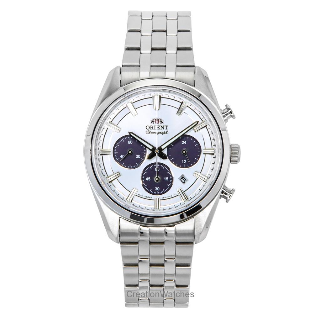 

Чоловічий годинник Orient Contemporary Chronograph з нержавіючої сталі, білий циферблат, кварцовий RA-TX0305S білий