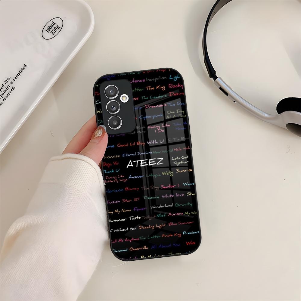 KPOP ATEEZ Logo Phone Case Glass For Samsung S24 S26 S23 S20 S25 S21 S22 Ultra Fe Plus A05 A06 A16 A26 A36 A56 Coque